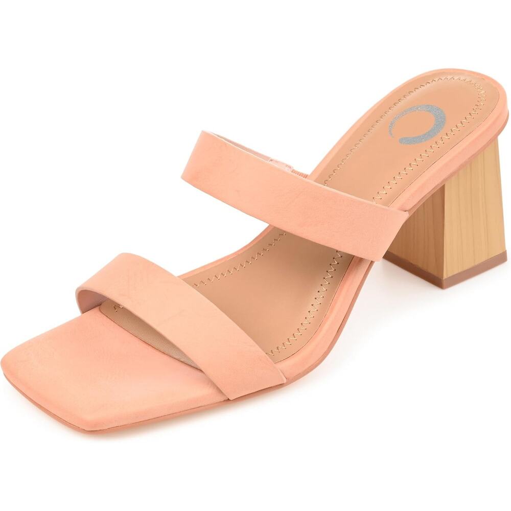Journee Collection Women Nolla Block Heel Slide Sandals Size US 8.5M Blush Pink